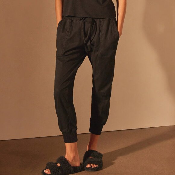 James Perse Pants - James Perse Joggers mixed media pant womens Black (xsmall)